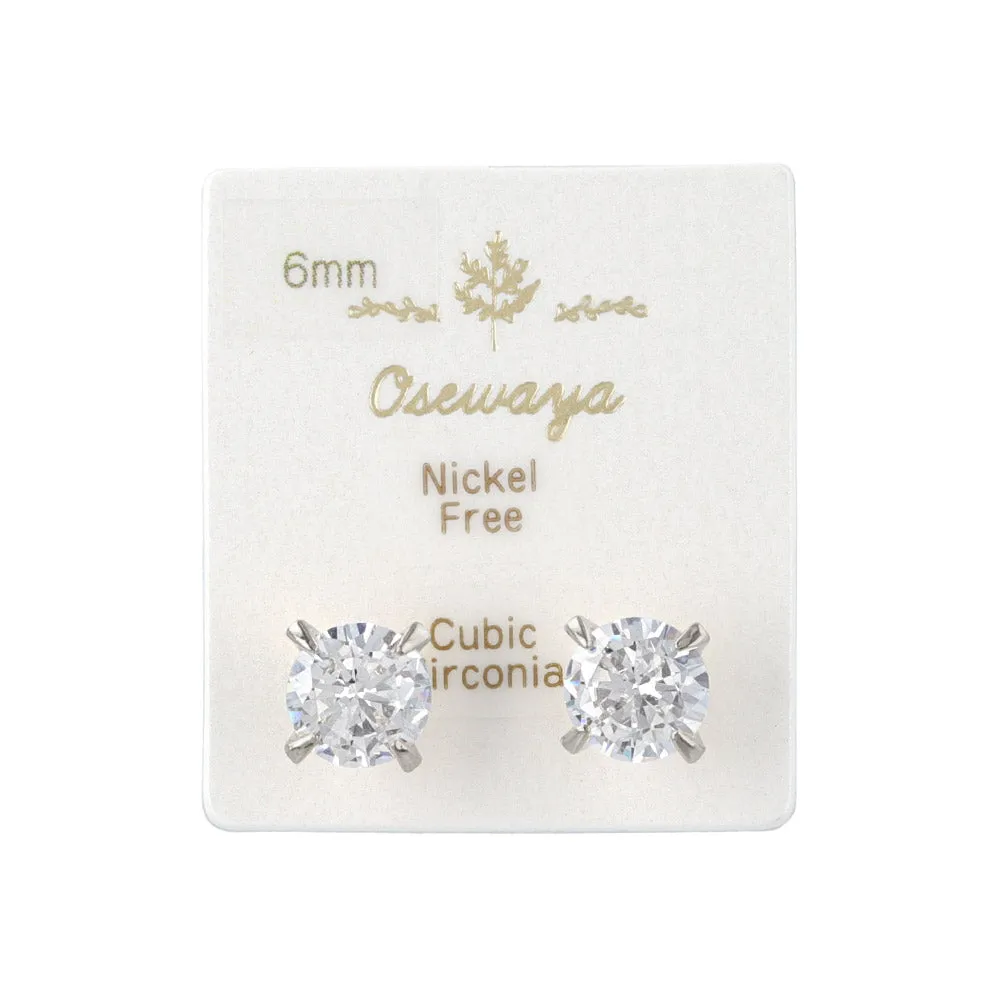 6mm Cubic Zirconia Studs