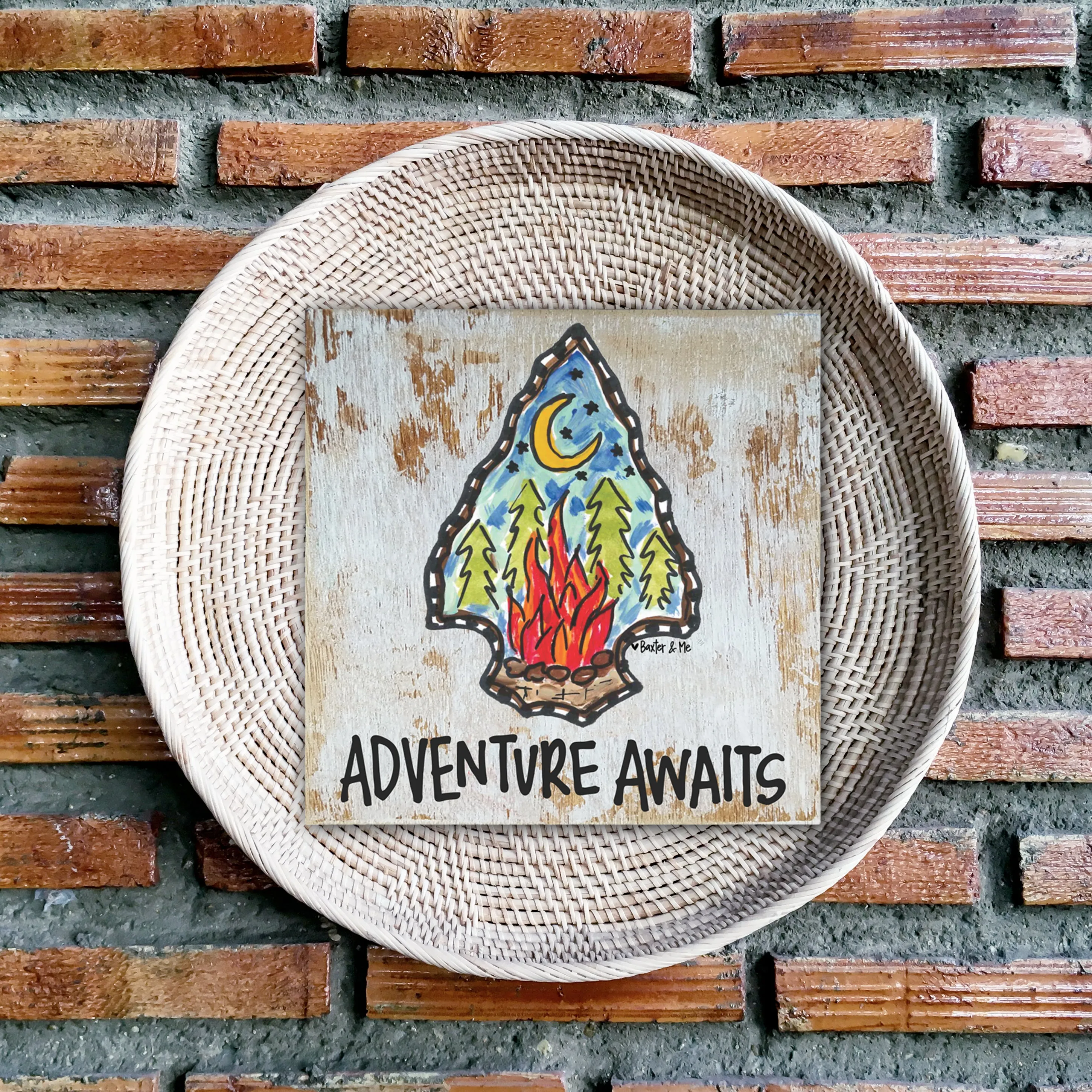 Adventure Awaits Arrowhead - Wrapped Canvas; 12" x 12"