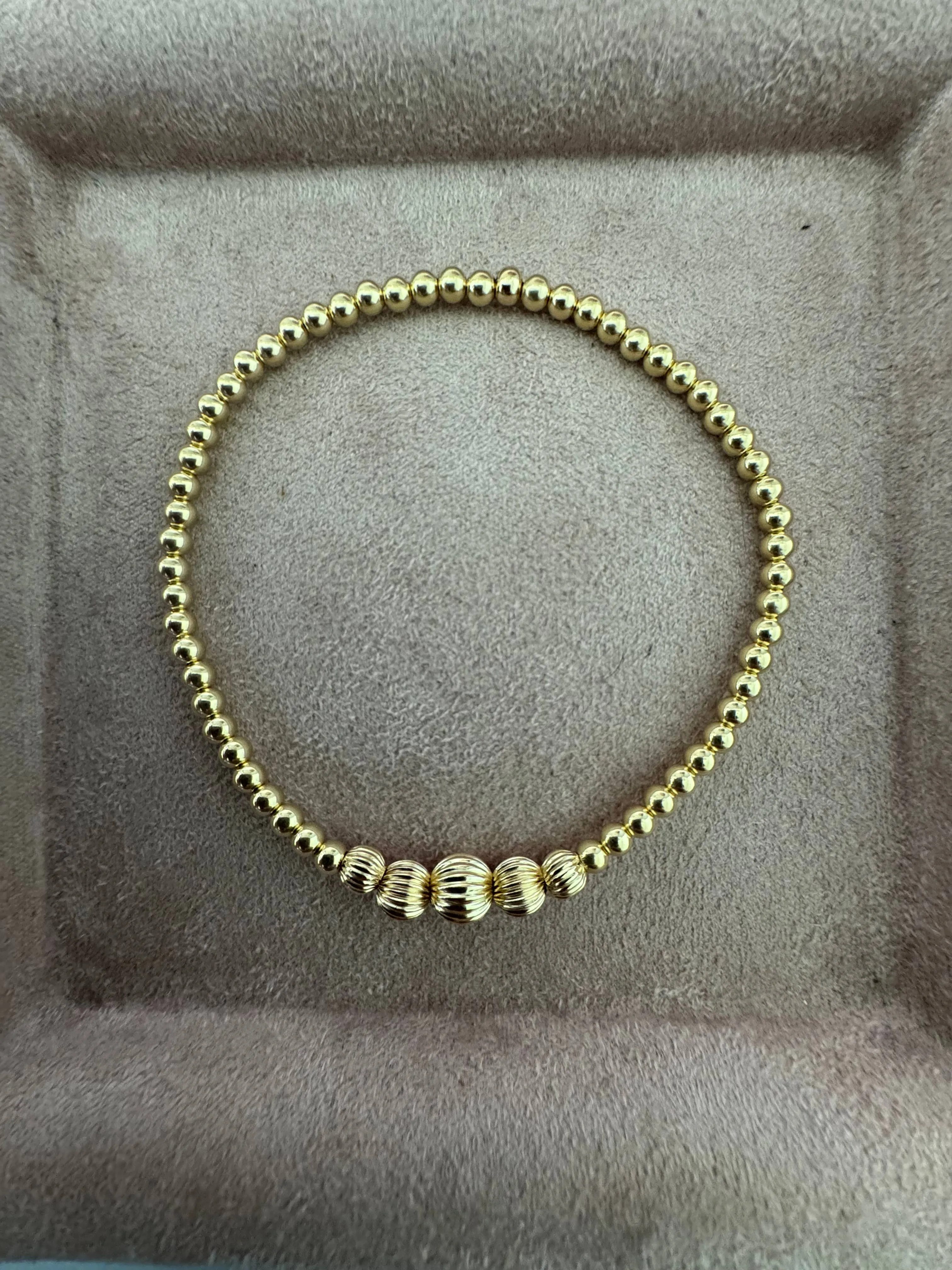 bara boheme - "VICTORIA" 14K Gold field Bracelet: Sterling Silver / Stretchy 6.5"