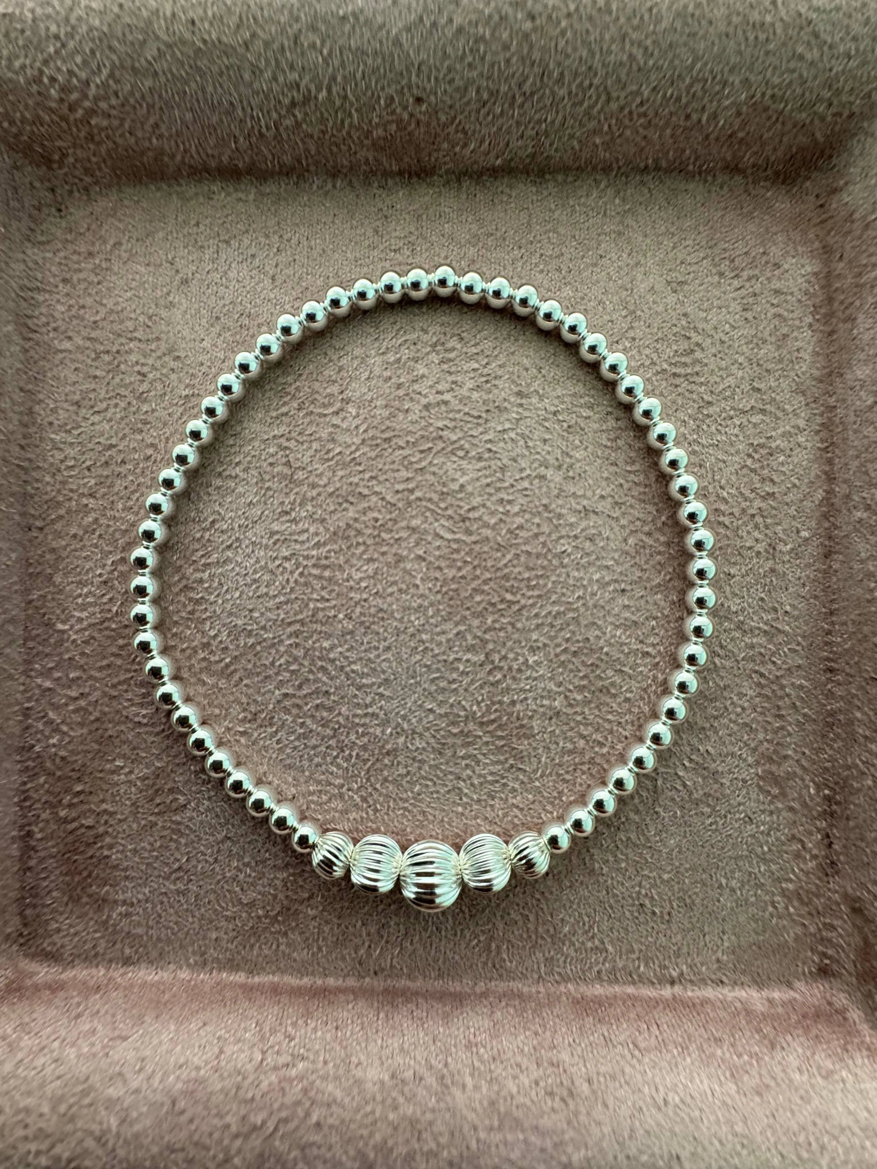 bara boheme - "VICTORIA" 14K Gold field Bracelet: Sterling Silver / Stretchy 6.5"