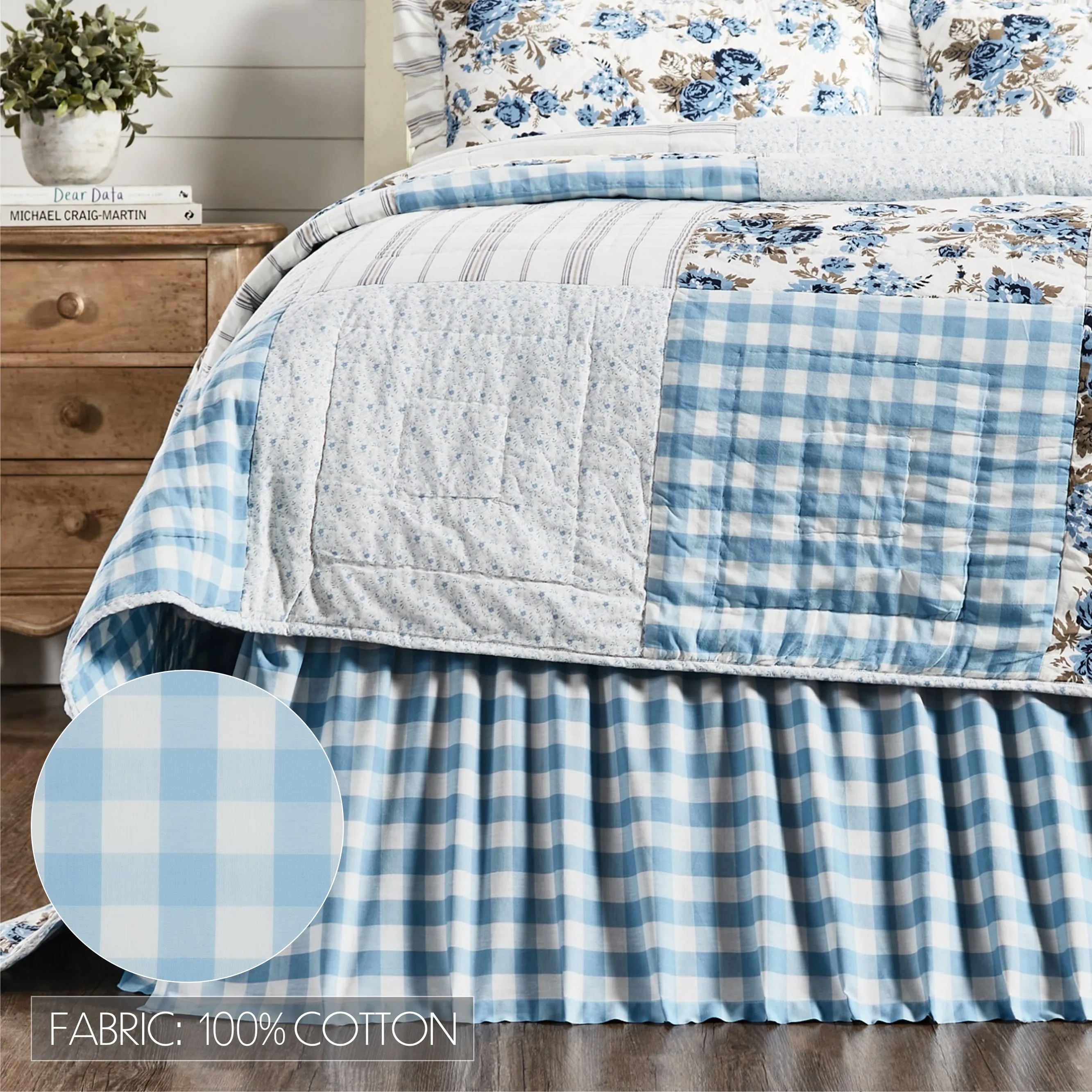 Bed Skirt Farmhouse Annie Buffalo Check Dust Ruffle Bedroom Decor VHC Brands