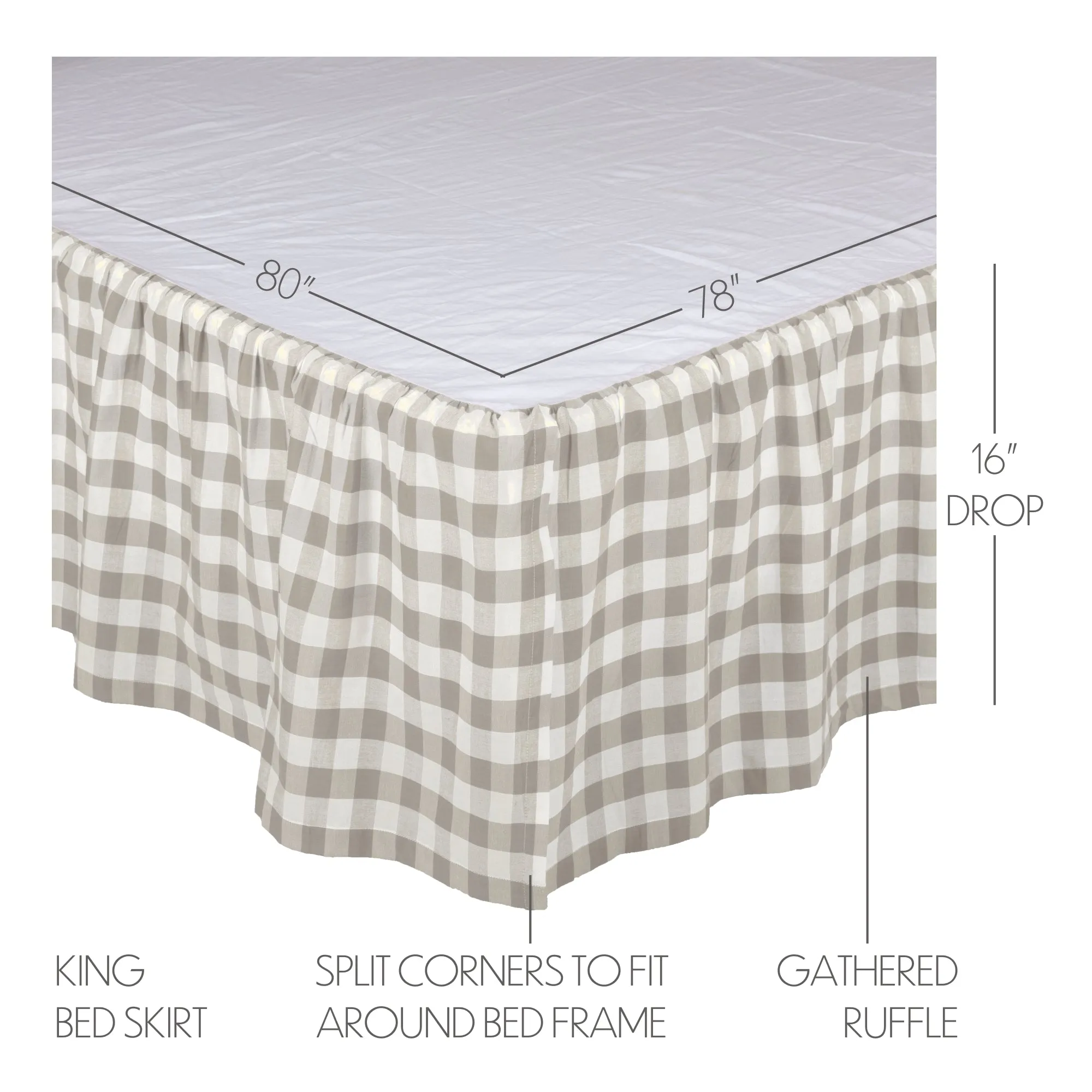Bed Skirt Farmhouse Annie Buffalo Check Dust Ruffle Bedroom Decor VHC Brands