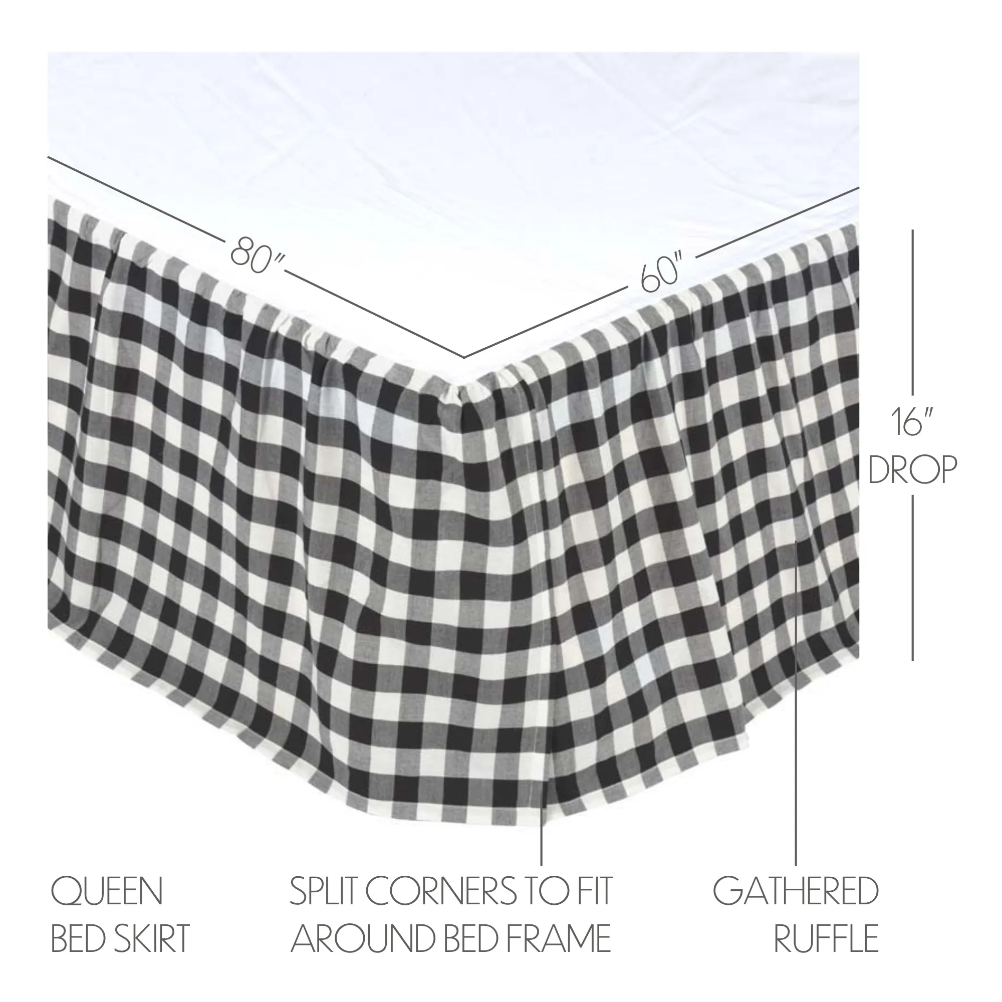 Bed Skirt Farmhouse Annie Buffalo Check Dust Ruffle Bedroom Decor VHC Brands