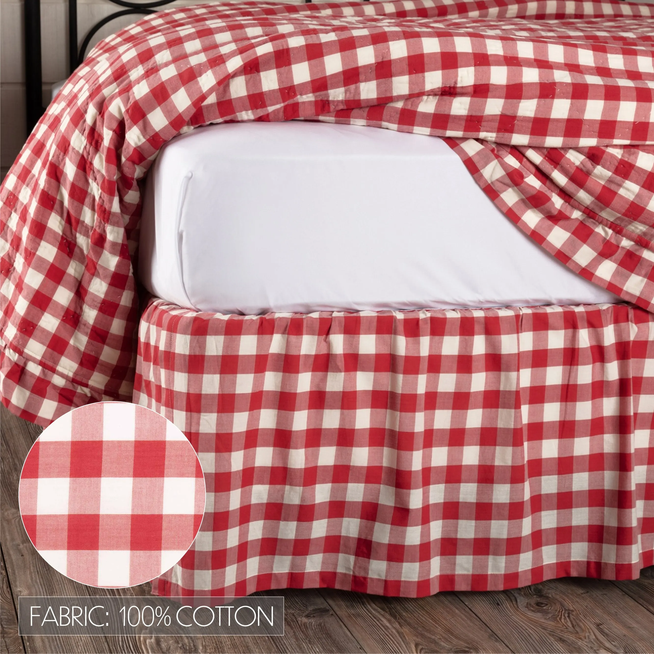 Bed Skirt Farmhouse Annie Buffalo Check Dust Ruffle Bedroom Decor VHC Brands
