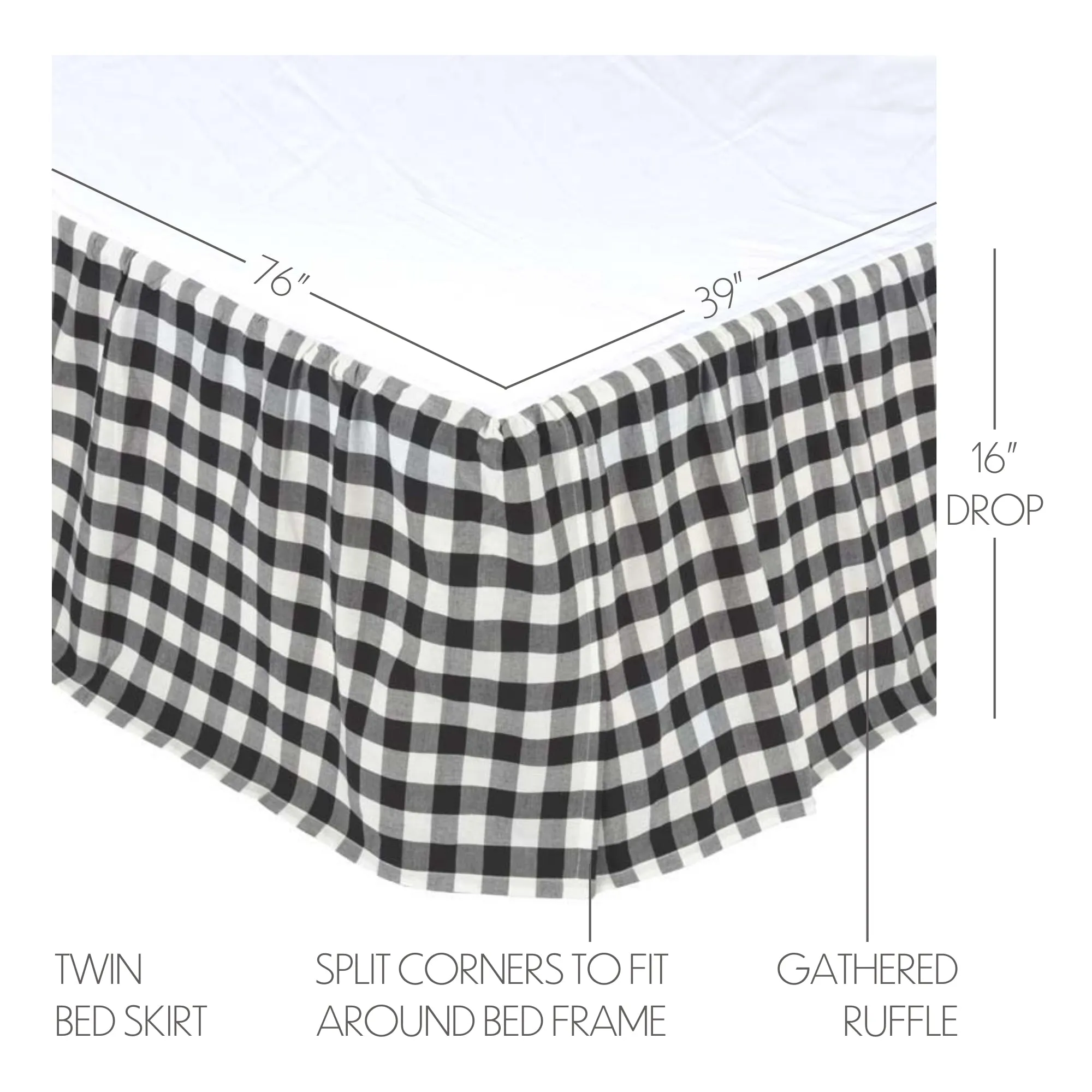 Bed Skirt Farmhouse Annie Buffalo Check Dust Ruffle Bedroom Decor VHC Brands