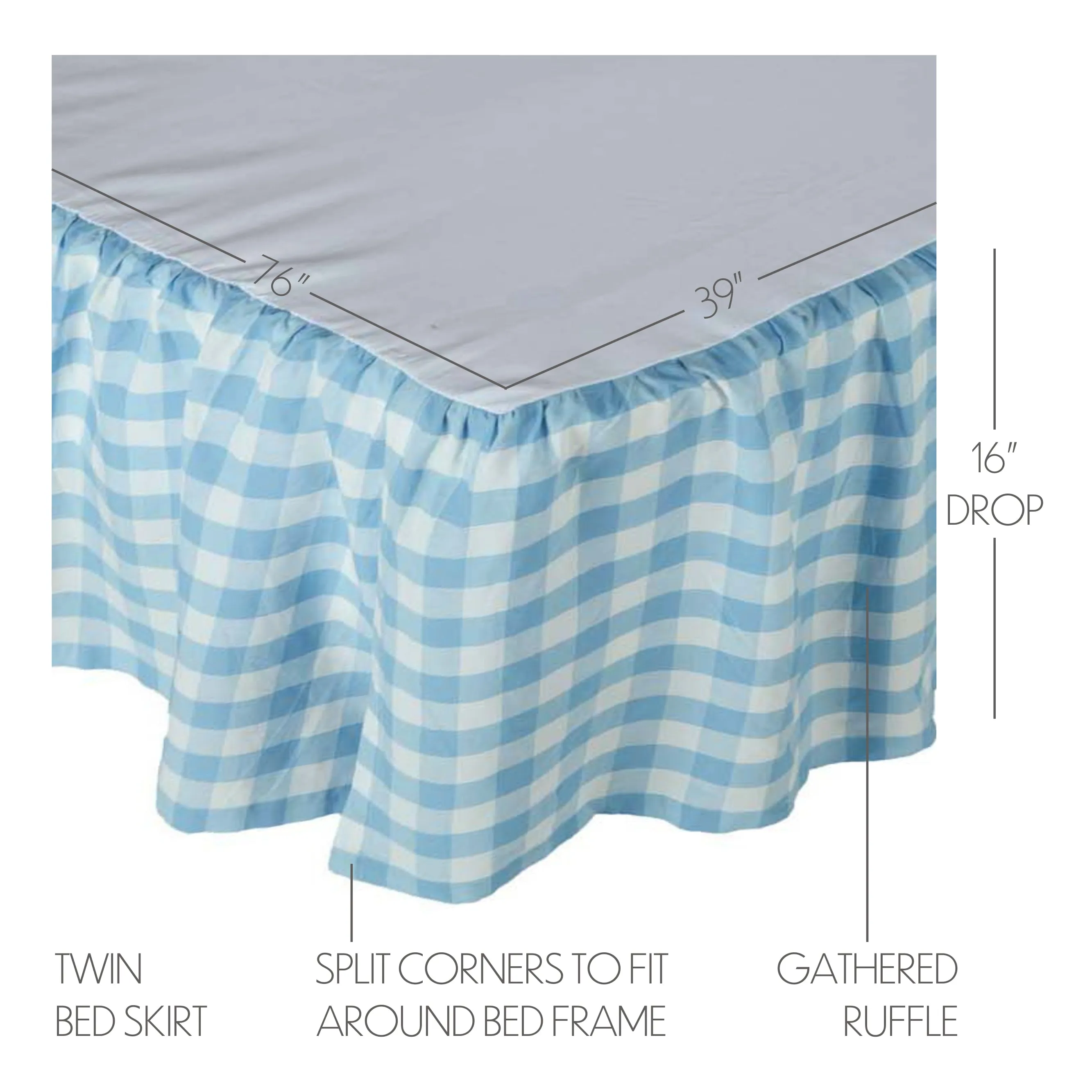 Bed Skirt Farmhouse Annie Buffalo Check Dust Ruffle Bedroom Decor VHC Brands