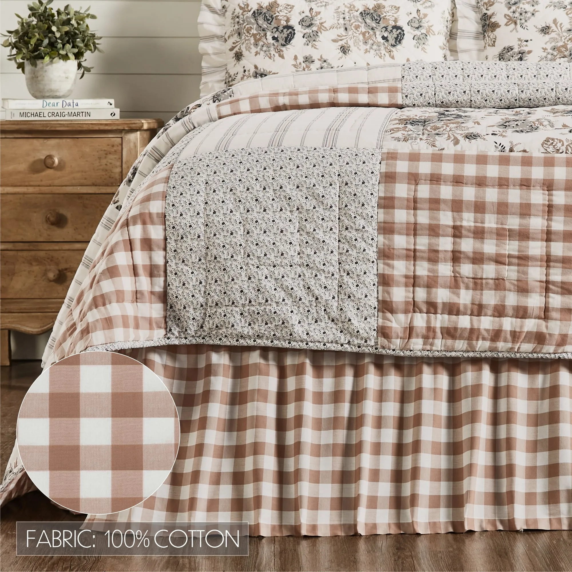 Bed Skirt Farmhouse Annie Buffalo Check Dust Ruffle Bedroom Decor VHC Brands