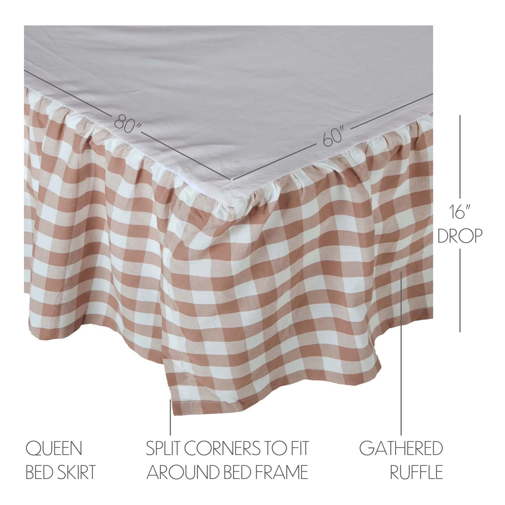 Bed Skirt Farmhouse Annie Buffalo Check Dust Ruffle Bedroom Decor VHC Brands
