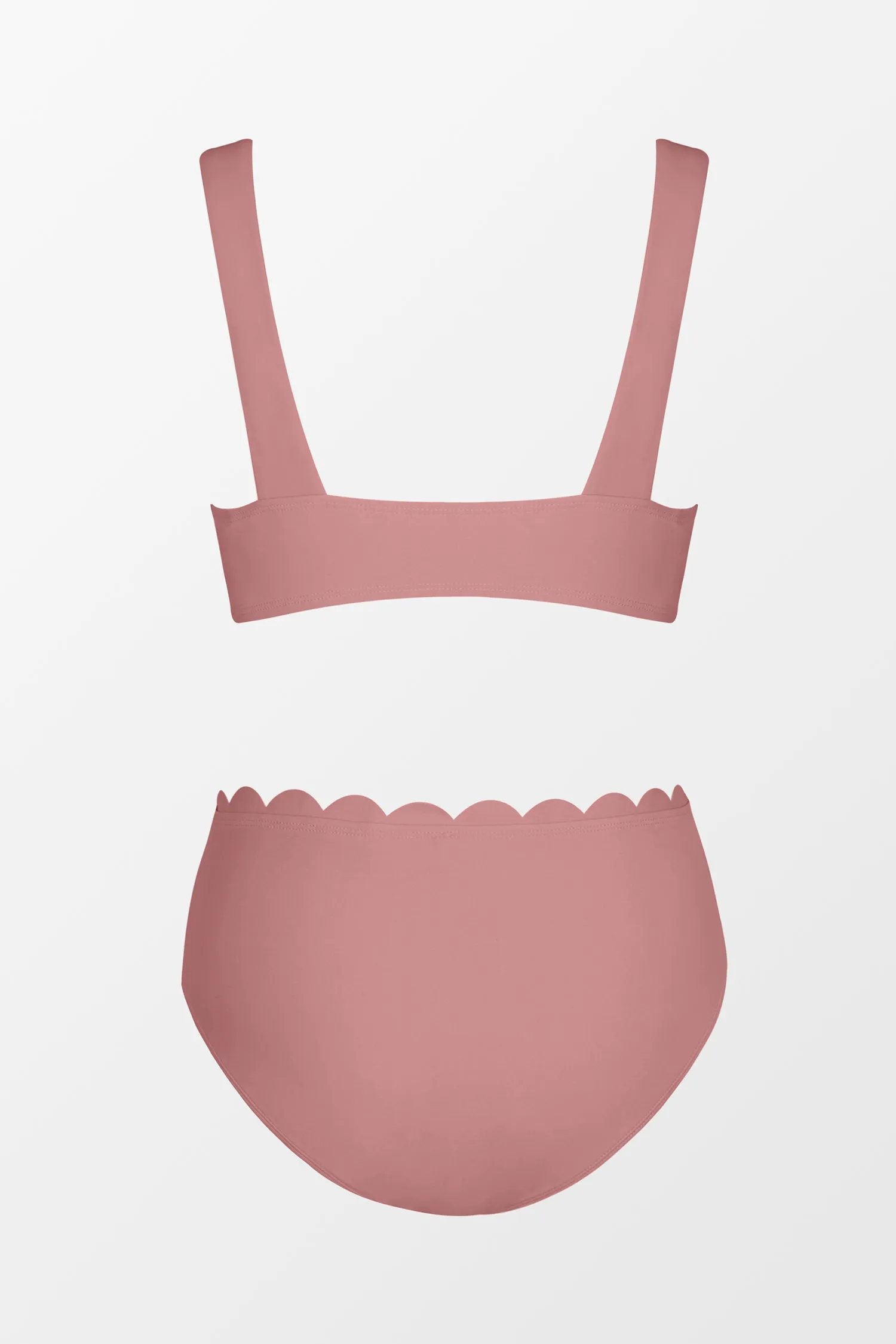 Bianca Dusty Pink Scalloped Bralette & Mid Rise Bikini Set