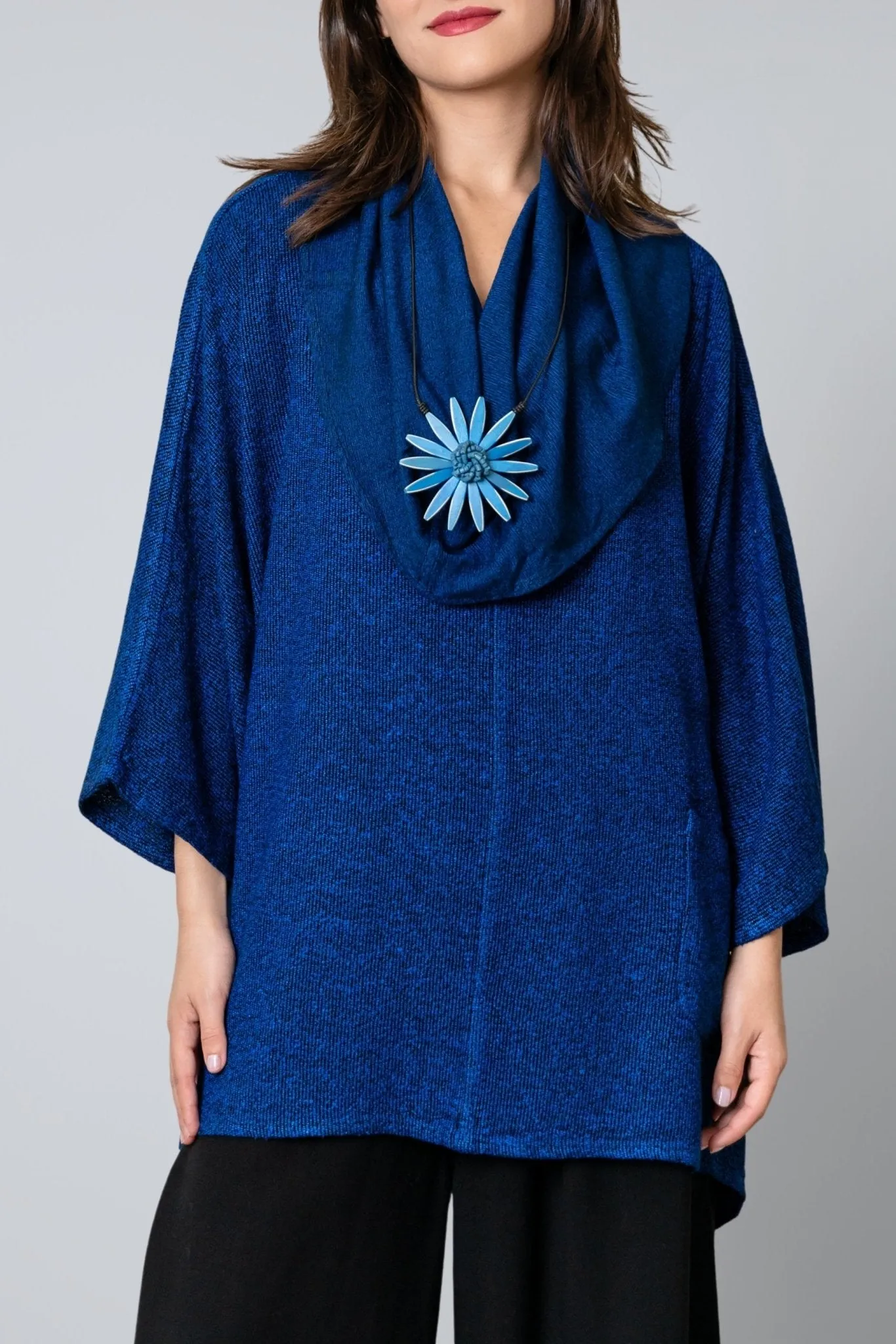Bouclé Cowl Top - Electric Blue
