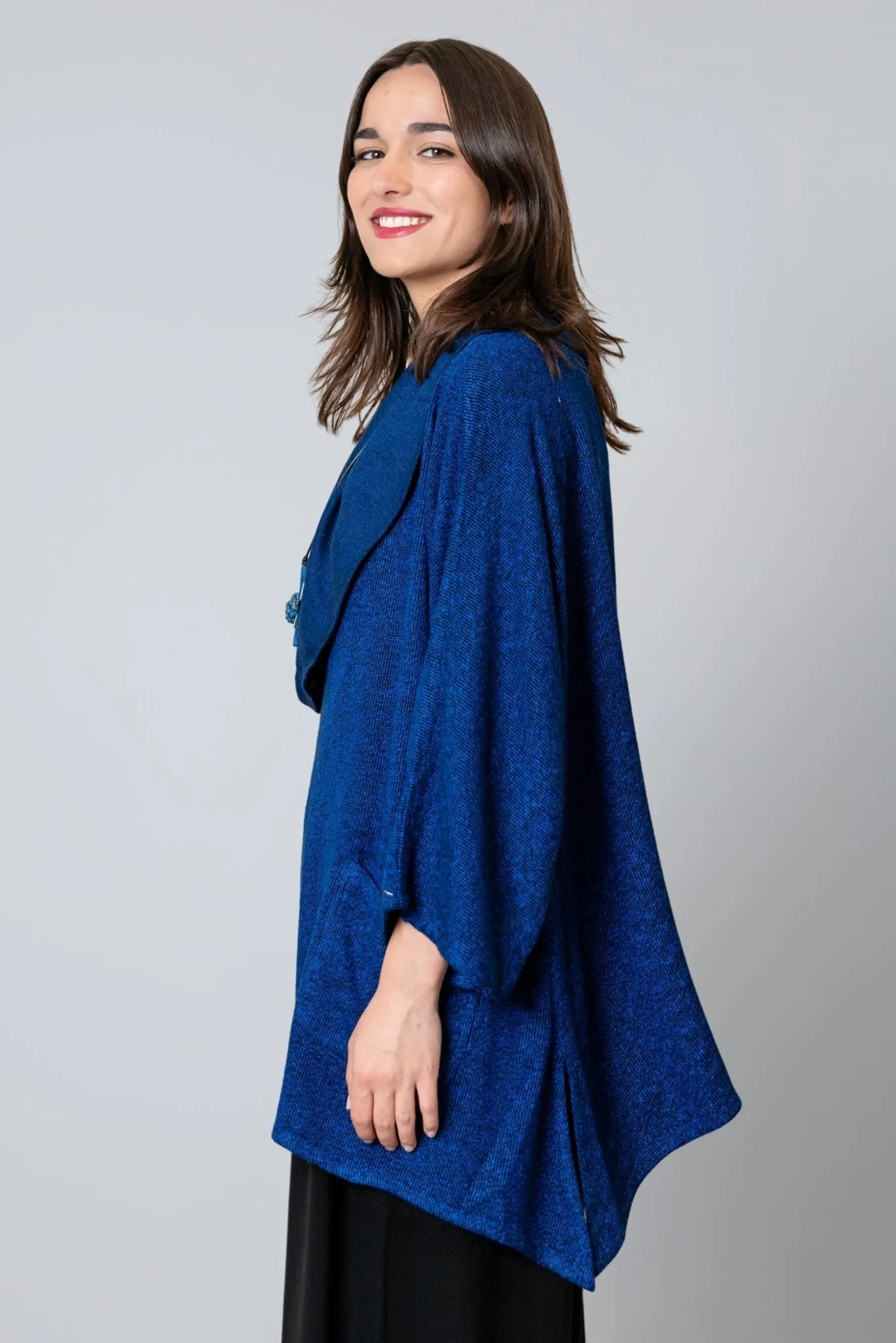Bouclé Cowl Top - Electric Blue