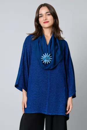 Bouclé Cowl Top - Electric Blue