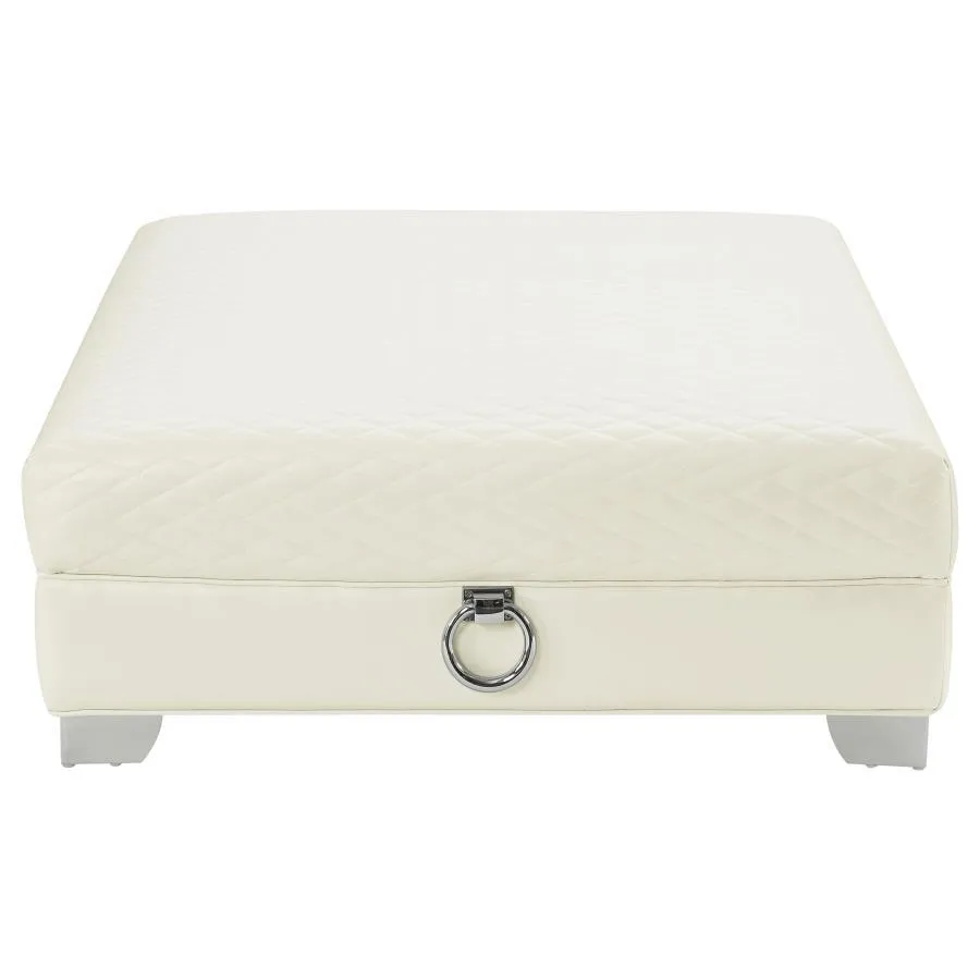 Chaviano - Square Upholstered Ottoman - Pearl White