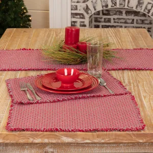 Christmas Placemat 12x18 Set of 6 Tannen Red Grey Vintage Table Decor VHC Brands