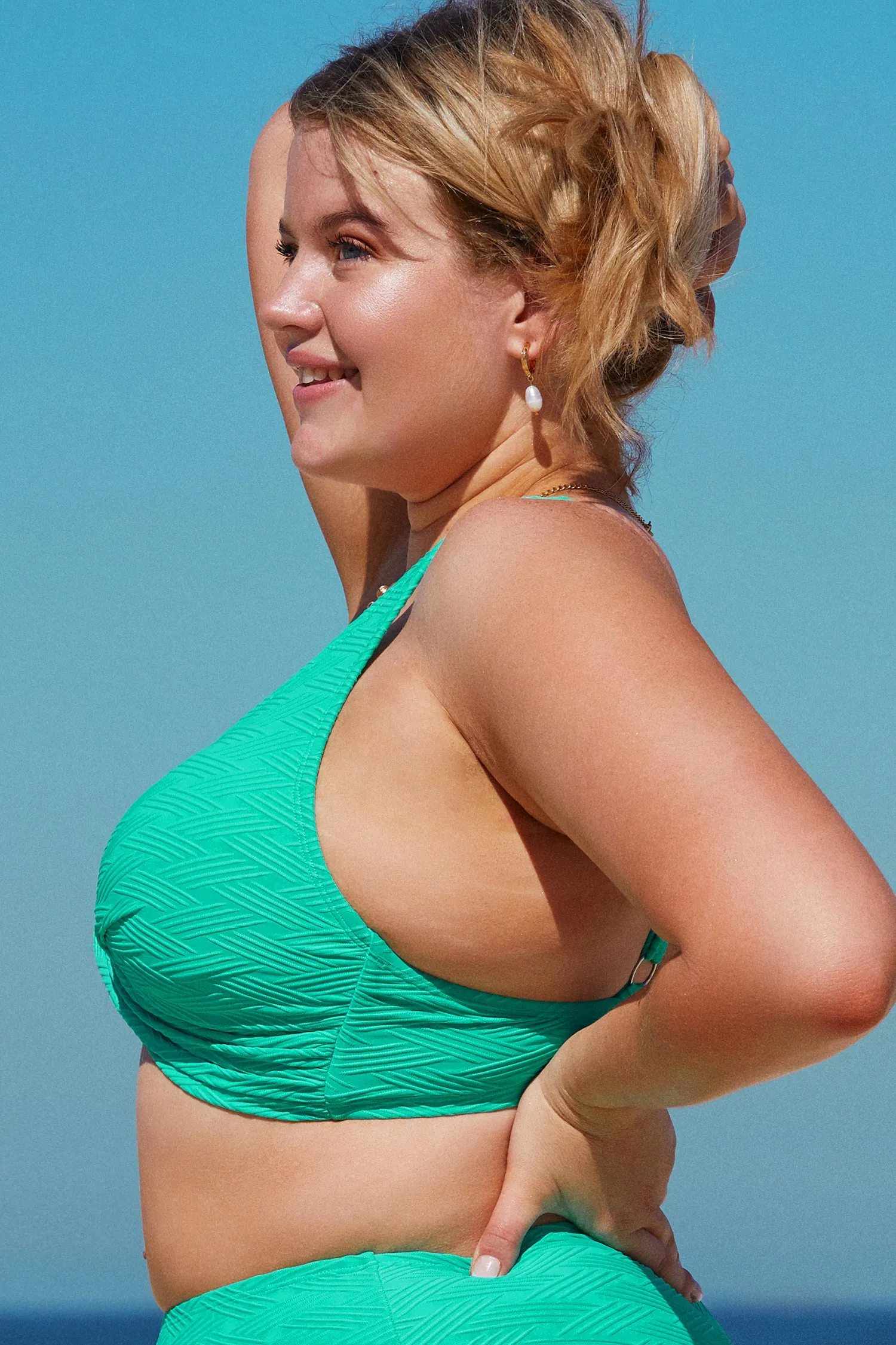 Cross Rib Wrap Front Plus Size Bikini Top