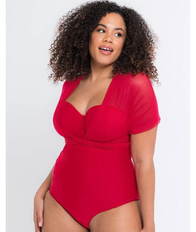 Curvy Kate Wrapsody Bandeau One Piece Swimsuit - Red