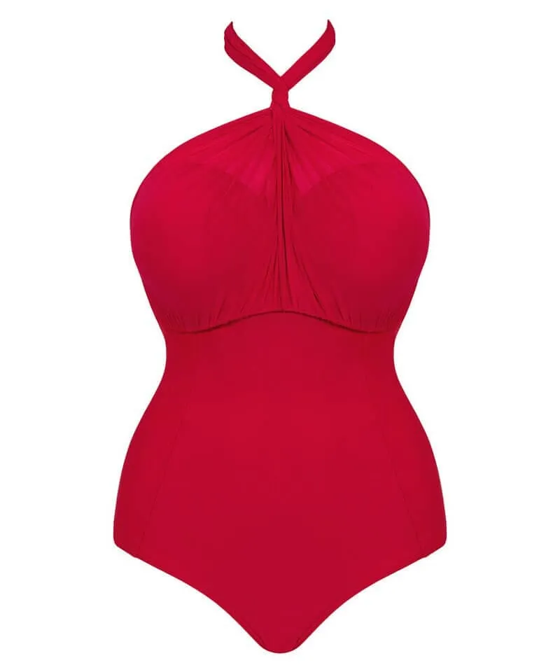 Curvy Kate Wrapsody Bandeau One Piece Swimsuit - Red