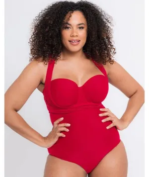 Curvy Kate Wrapsody Bandeau One Piece Swimsuit - Red
