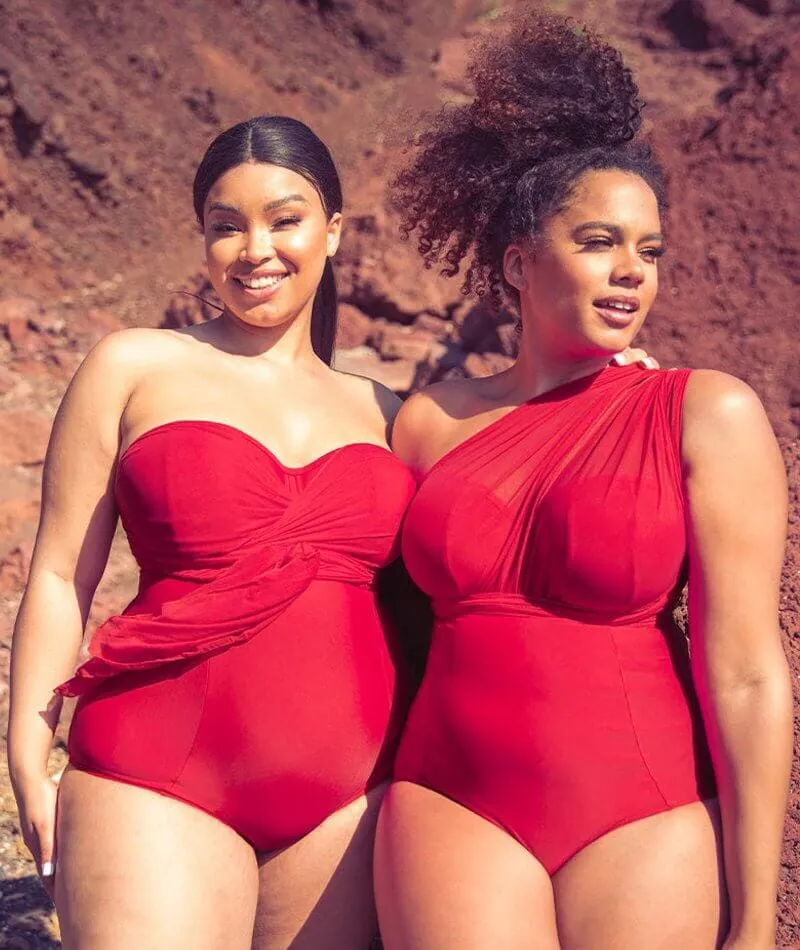 Curvy Kate Wrapsody Bandeau One Piece Swimsuit - Red