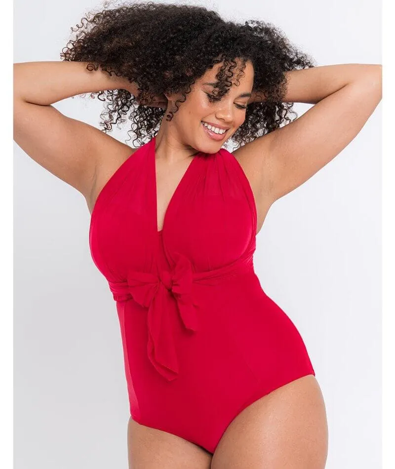 Curvy Kate Wrapsody Bandeau One Piece Swimsuit - Red