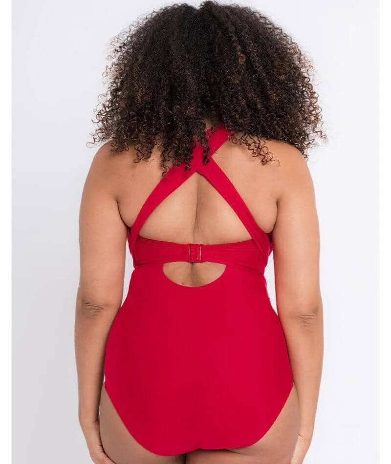 Curvy Kate Wrapsody Bandeau One Piece Swimsuit - Red