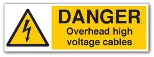 DANGER Overhead high Voltage Cables Signs