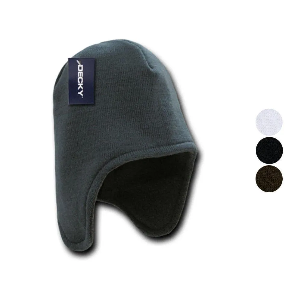 Decky Helmet Beanies Warm Winter Fleece-Lined Inside Ear Flap Ski Snow