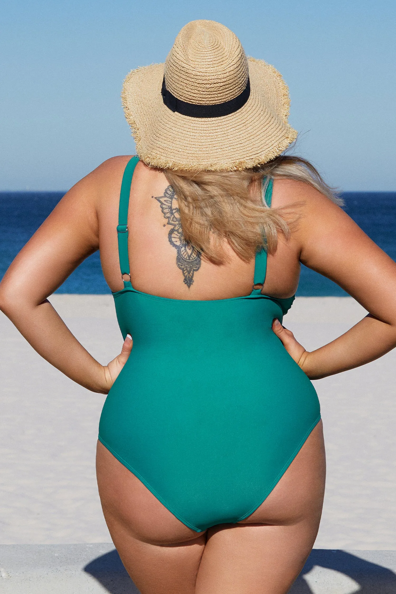 Emerge V-Neck Shirred Plus Size One Piece Swimsuit