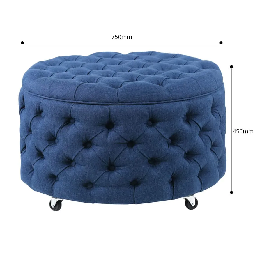 Emma Storage Ottoman Large 75cm Navy