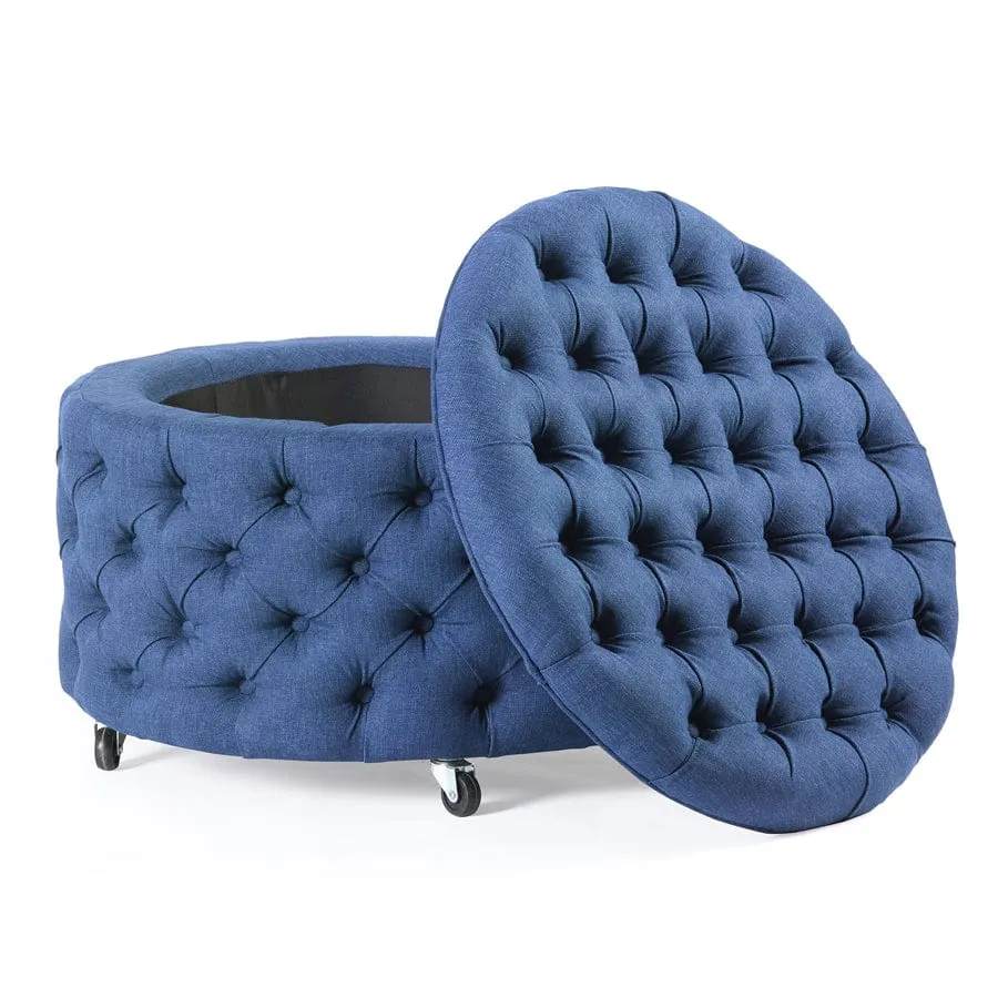 Emma Storage Ottoman Large 75cm Navy