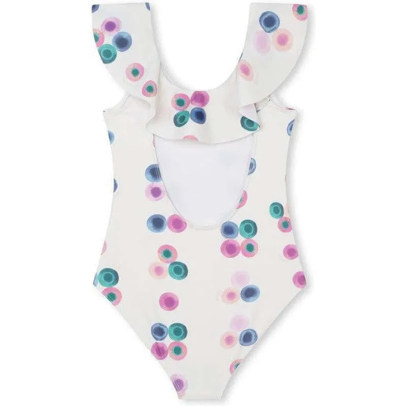 Girls White Fusion Swimming Costume