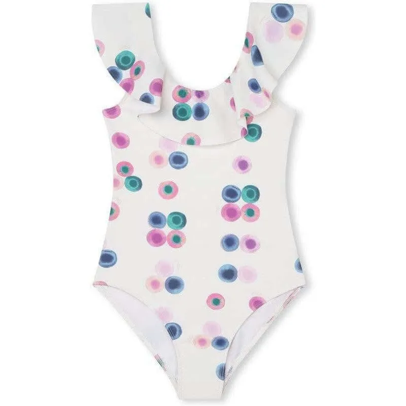 Girls White Fusion Swimming Costume