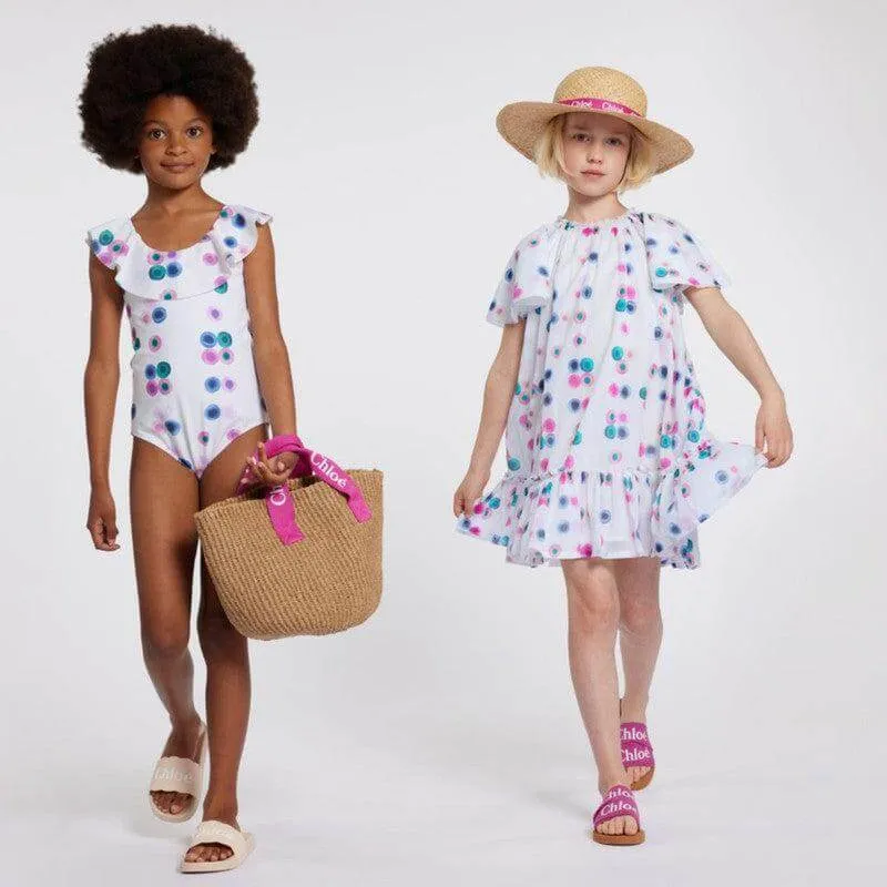 Girls White Fusion Swimming Costume