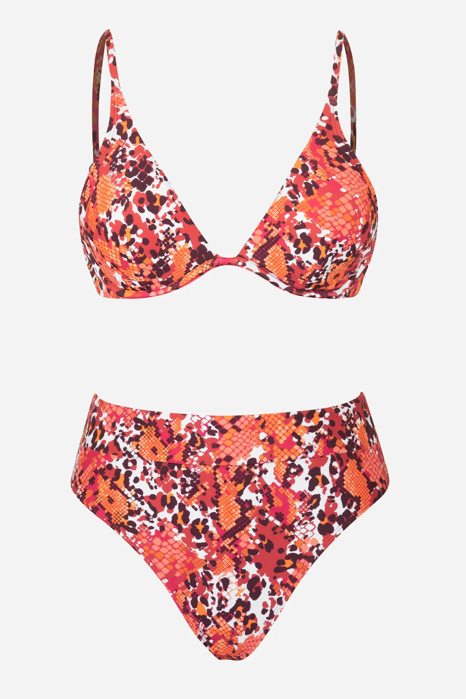 Hot Animal Print Underwire Top & Cheeky High Waist Bikini Set