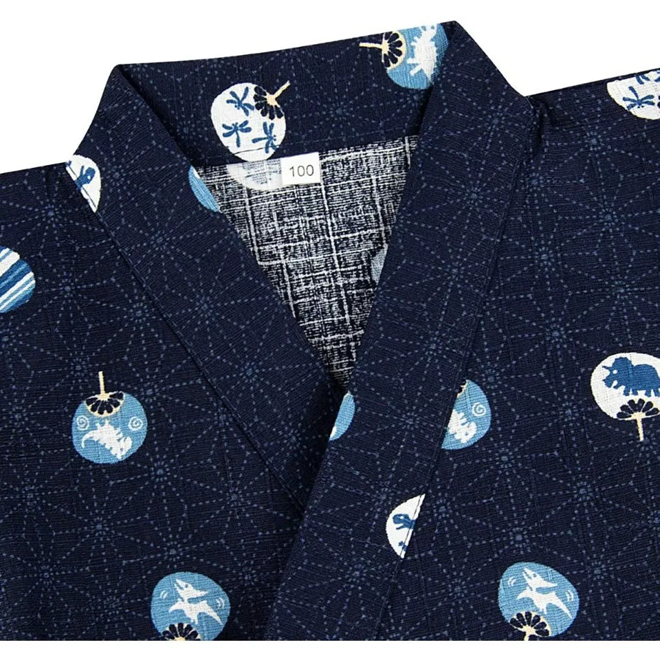 Kid's Jinbei 100cm-150cm Boys Uchiwa Navy Blue