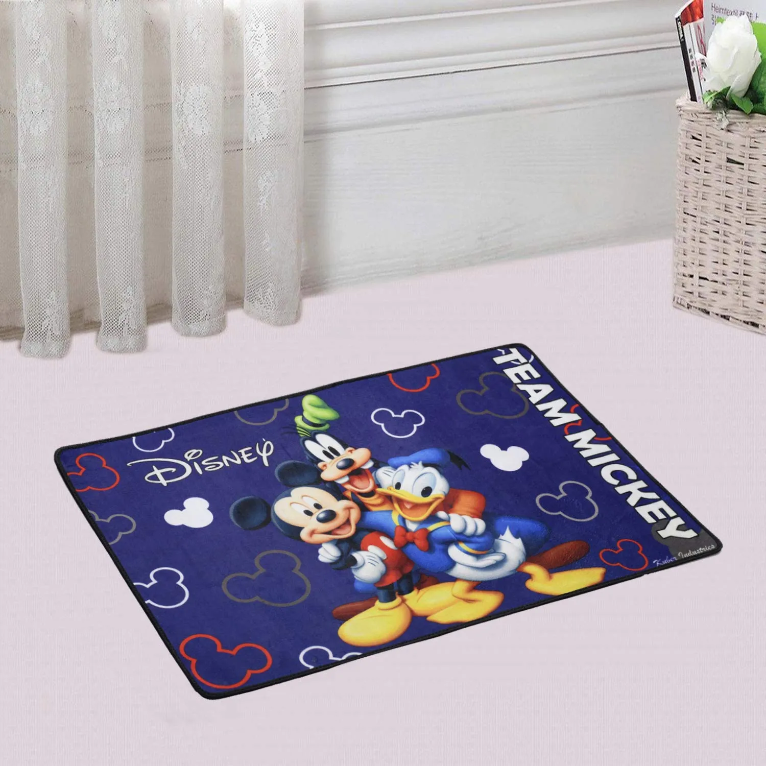 Kuber Industries Disney Team Mickey 2 Pieces Anti Slip Bath Mat 23"x15" (Royal Blue) (CTKTC046122)