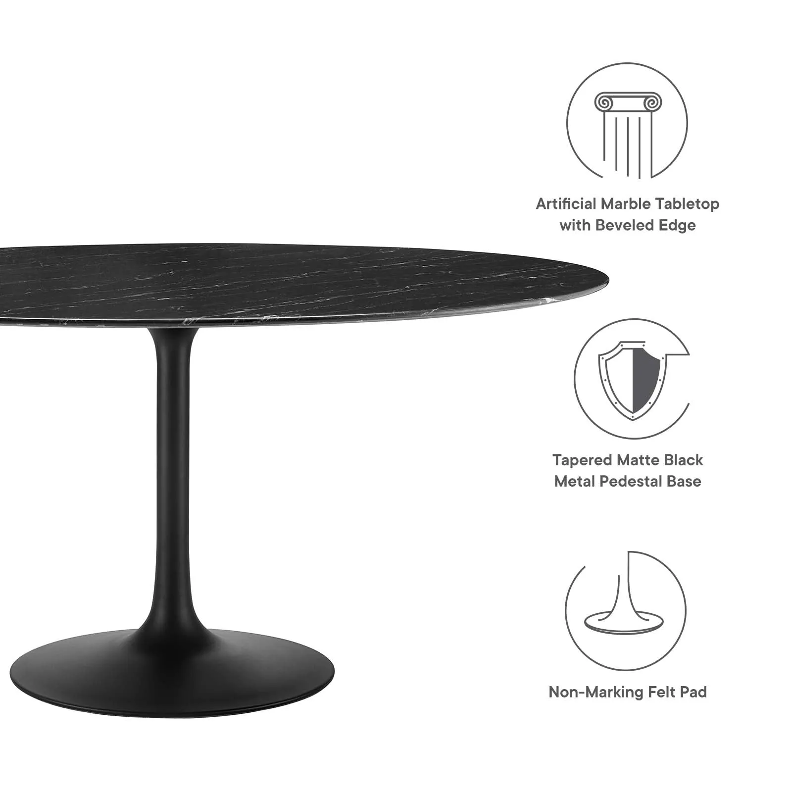 Lippa 60" Round Artificial Marble Dining Table
