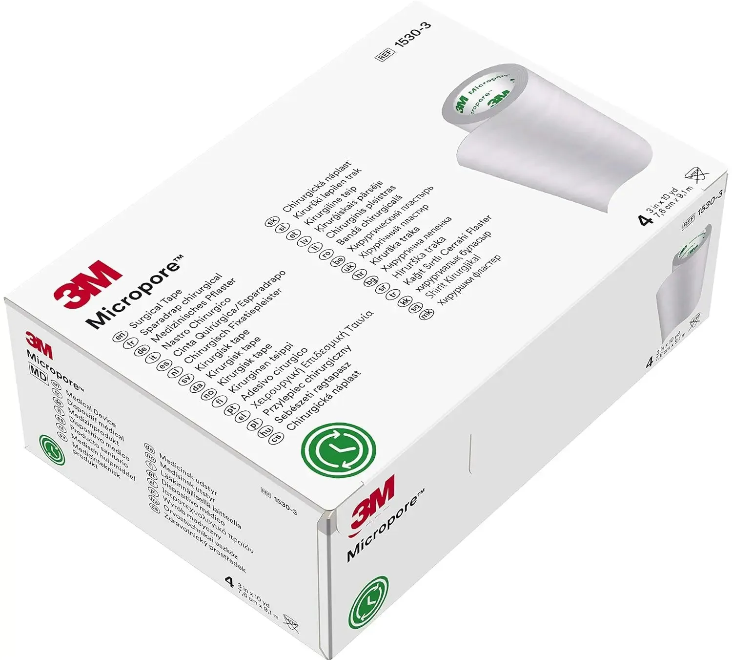 MICROPORE SURGICAL TAPE 7.6CM X 9.1M (Pack of 4) box pack