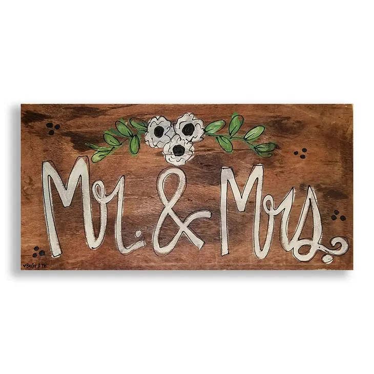 Mr & Mrs - Wrapped Canvas; 12" x 24"