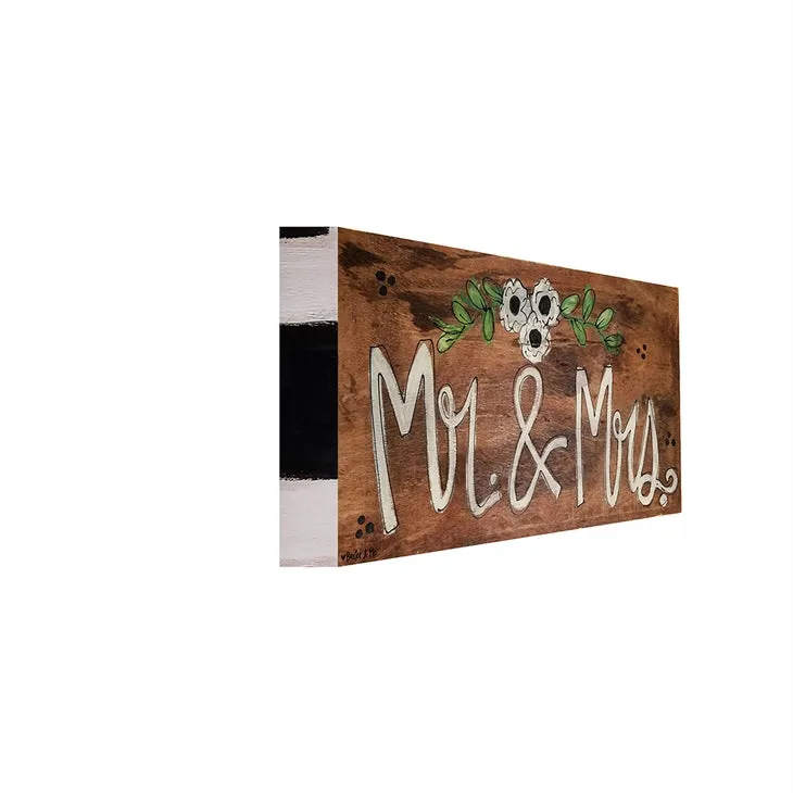 Mr & Mrs - Wrapped Canvas; 12" x 24"