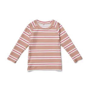 Noah Swim Tee - Stripe: Rose/apple red/creme de la creme
