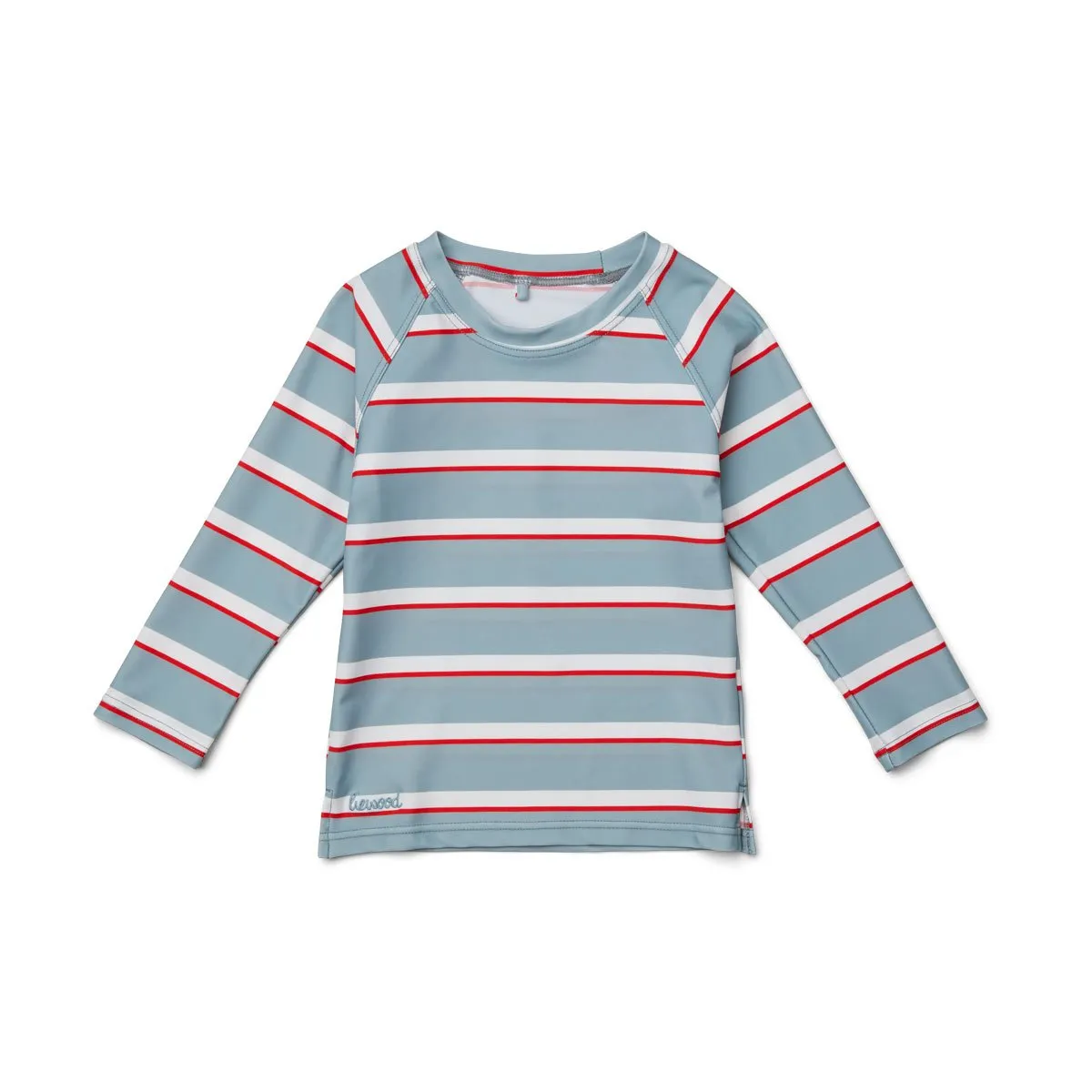Noah Swim Tee - Stripe: Sea blue/apple red/creme de la creme