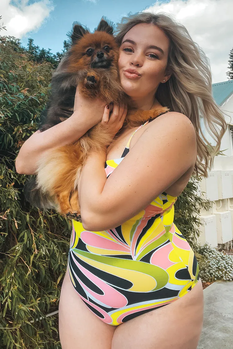 Palm Beach Nights Square Neck Plus Size One Piece Swimsuit