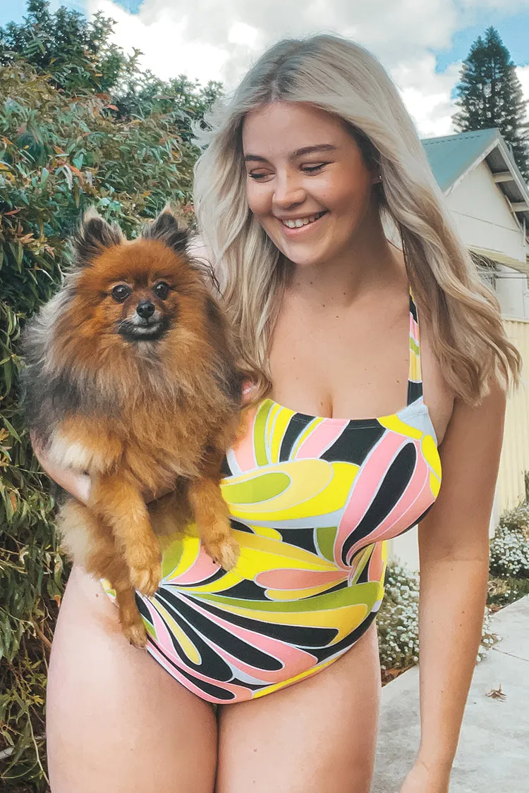 Palm Beach Nights Square Neck Plus Size One Piece Swimsuit