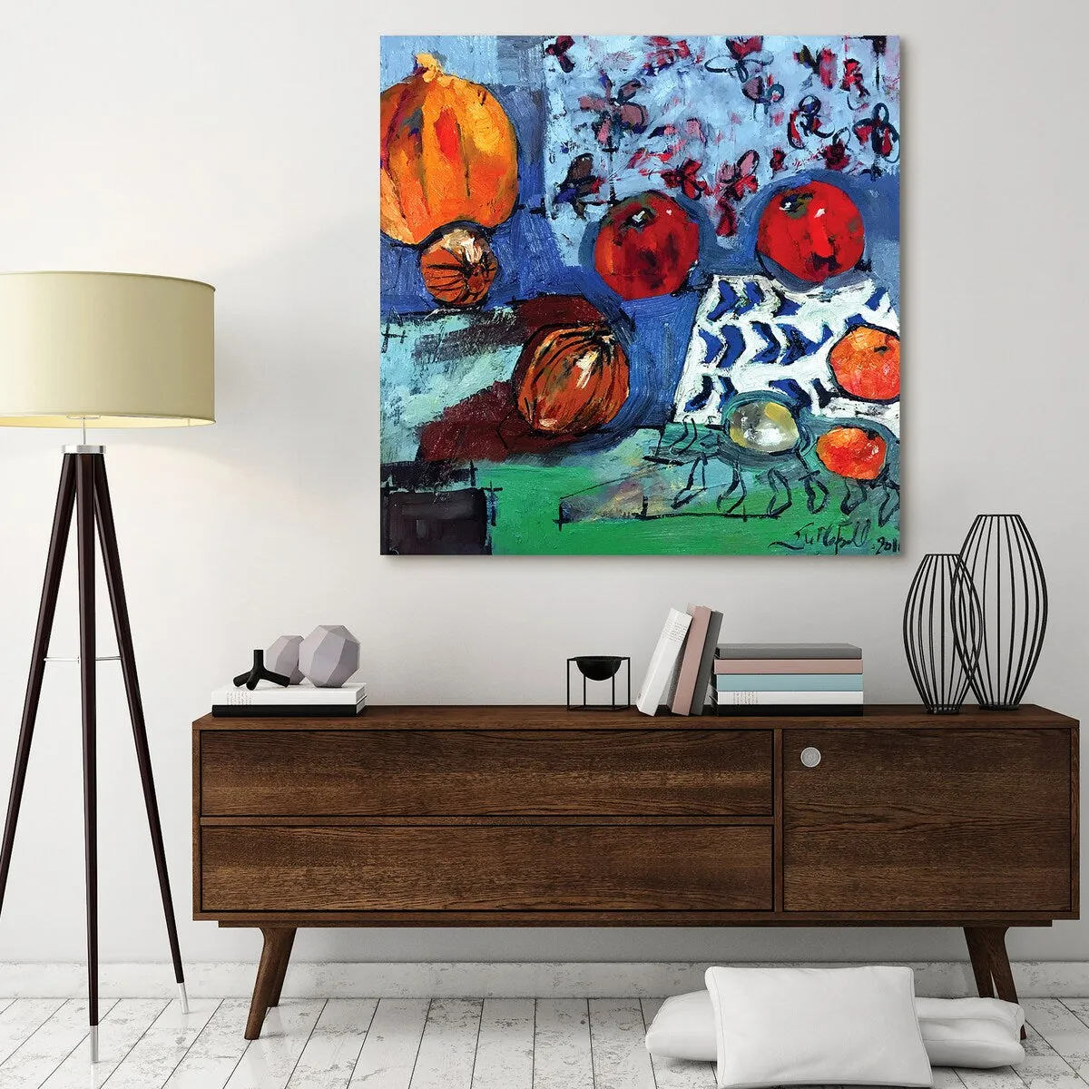 "Apple Composition" Frameless Free Floating Tempered Art Glass Wall Art by EAD Art Coop