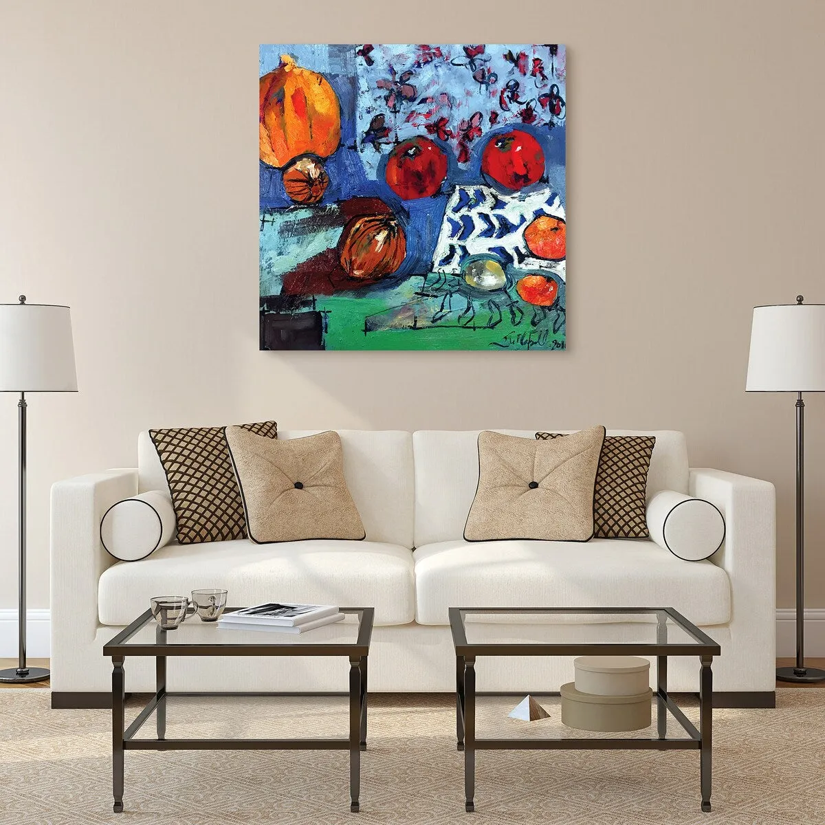 "Apple Composition" Frameless Free Floating Tempered Art Glass Wall Art by EAD Art Coop