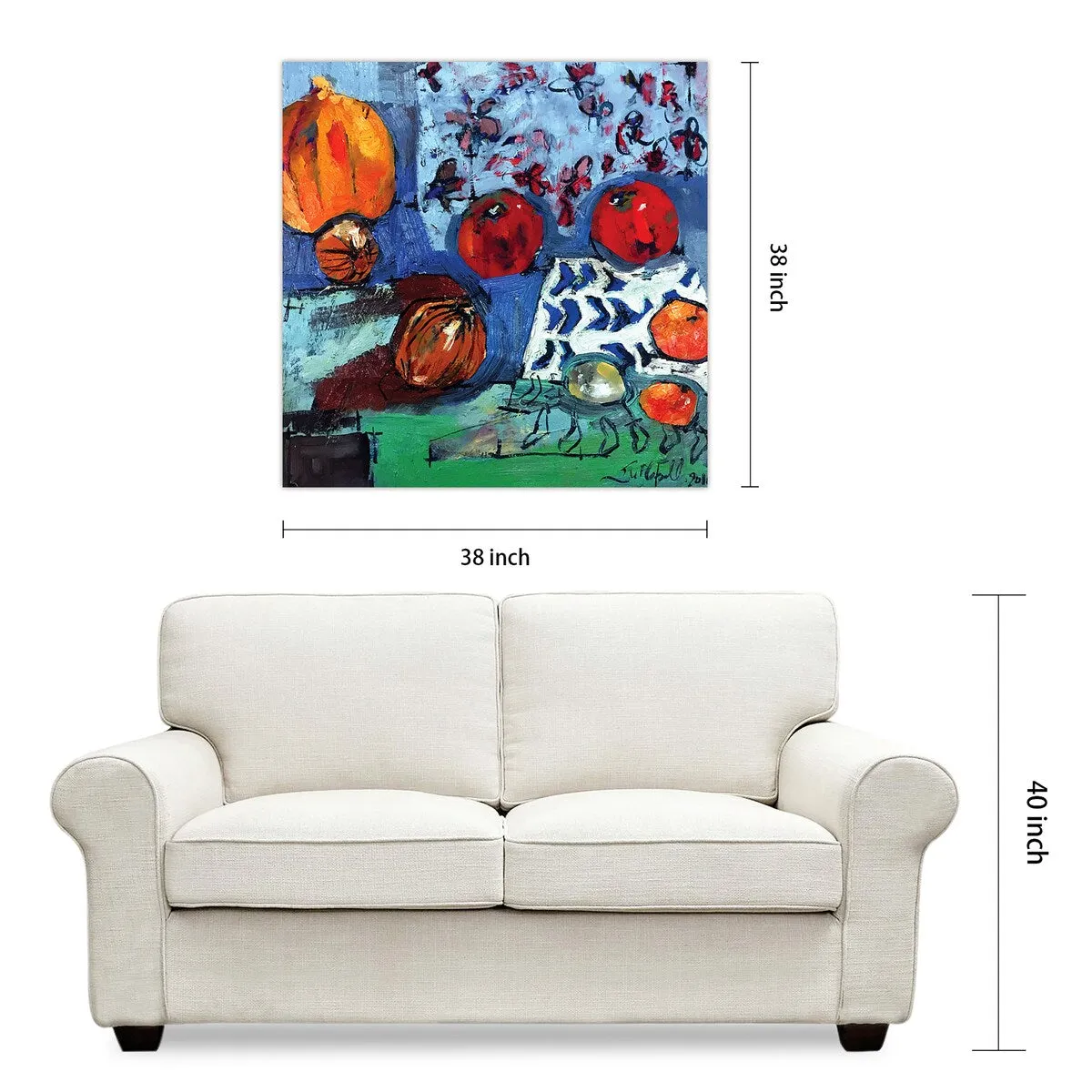 "Apple Composition" Frameless Free Floating Tempered Art Glass Wall Art by EAD Art Coop