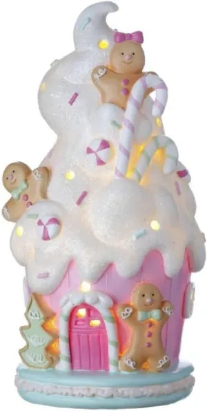 Regency International 10" Resin Led/Battery/Timer Gingerbread Cakehouse