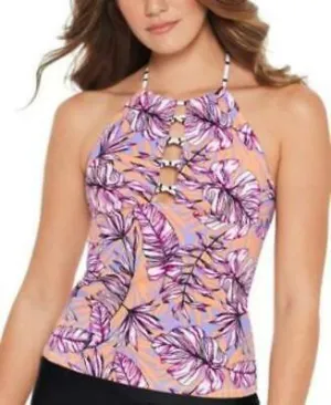 Salt   Cove Womens Juniors Hawaii High Neck Halter Swim Top, Size Medium