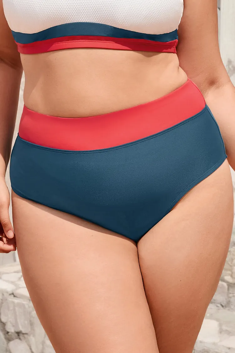 Sea to Shining Sea Banded High Waist Plus Size Bikini Bottoms